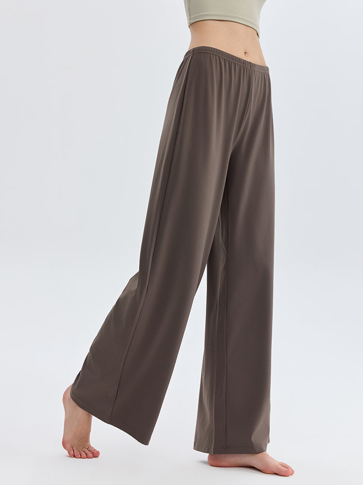 ソフトタッチ カジュアル 体型カバー スポーツウェア ワイドパンツ