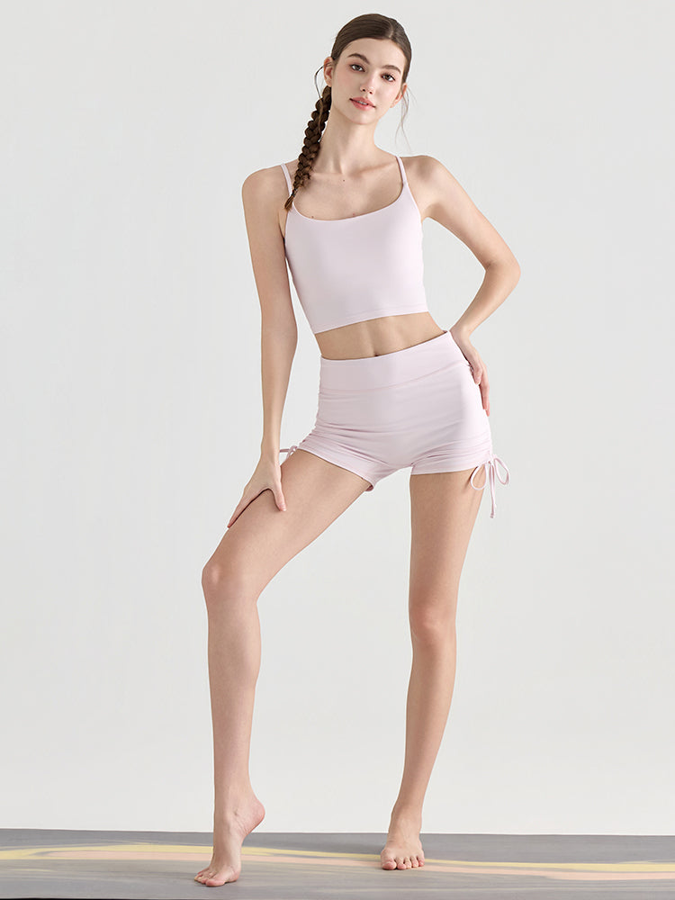 桃尻効果 ギャザー ドローストリング付き ショートパンツ