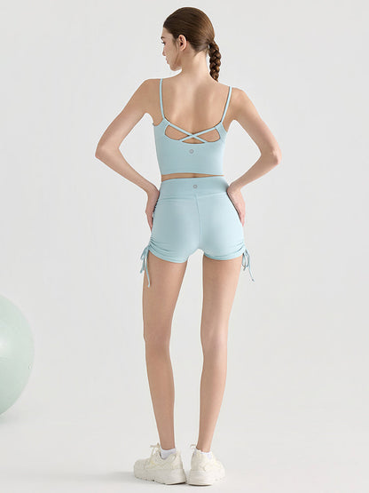 桃尻効果 ギャザー ドローストリング付き ショートパンツ